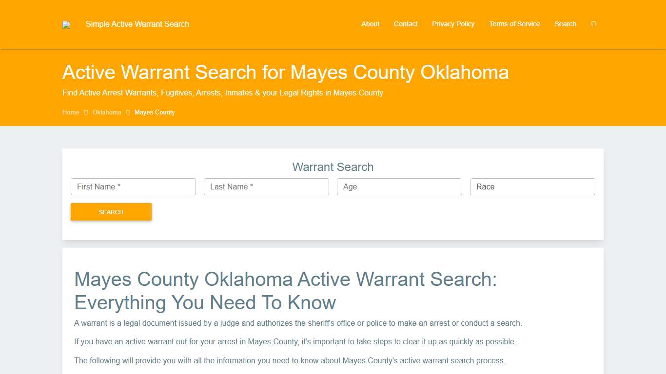 Active Warrant Search in Mayes County Oklahoma - Outstanding Warrants